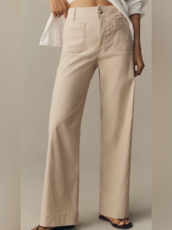 Mauve Pants - Anthropologie Maeve The Colette Cropped Wide Leg Pants Beige NWT Petite 25